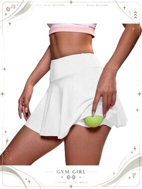 Tennis Skirt with Built-in Anti-Slip Shorts & Pockets for Workout